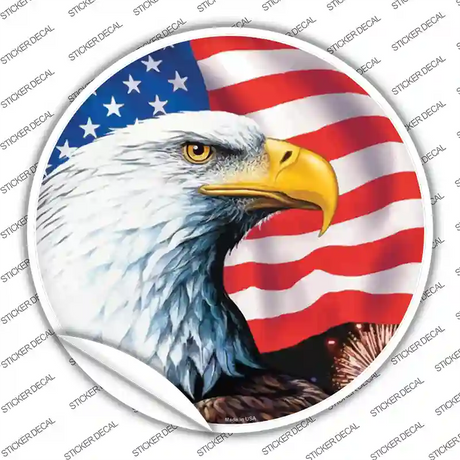 Eagle|American Flag Novelty Circle Sticker Decal