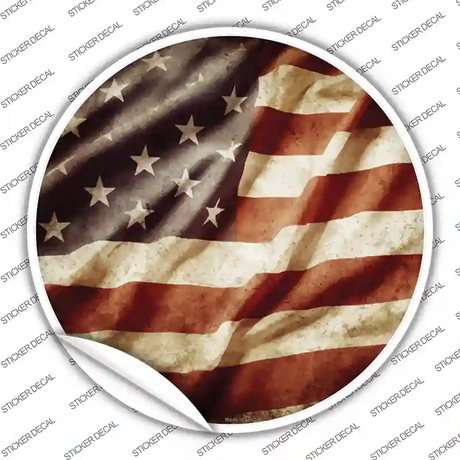 Vintage American Flag Novelty Circle Sticker Decal