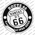 Kansas Route 66 Centennial Novelty Circle Sticker Decal