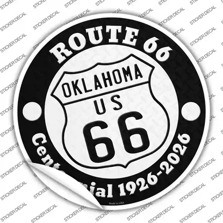 Oklahoma Route 66 Centennial Novelty Circle Sticker Decal