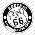 Texas Route 66 Centennial Novelty Circle Sticker Decal