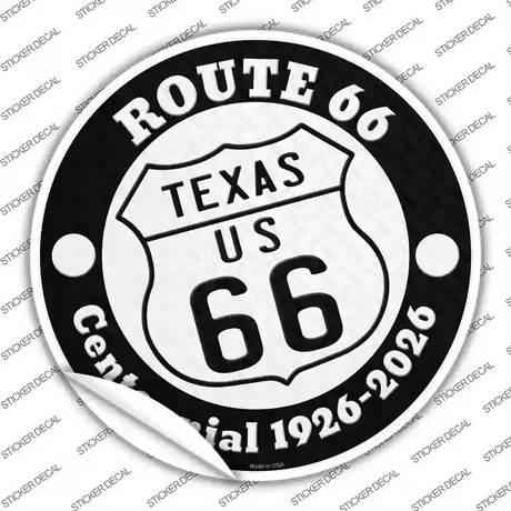 Texas Route 66 Centennial Novelty Circle Sticker Decal