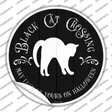 Black Cat Crossing Novelty Circle Sticker Decal