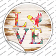 Love Colorful Chicken Novelty Circle Sticker Decal