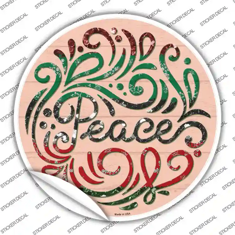 Peace Christmas Novelty Circle Sticker Decal