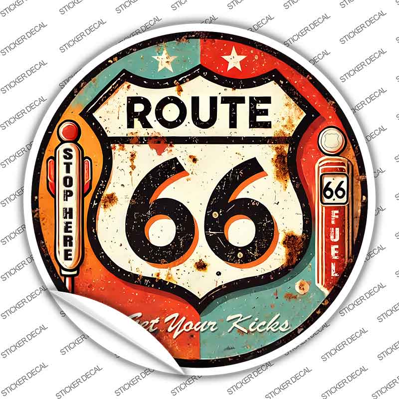 Retro Route 66 Novelty Circle Sticker Decal C-2085s