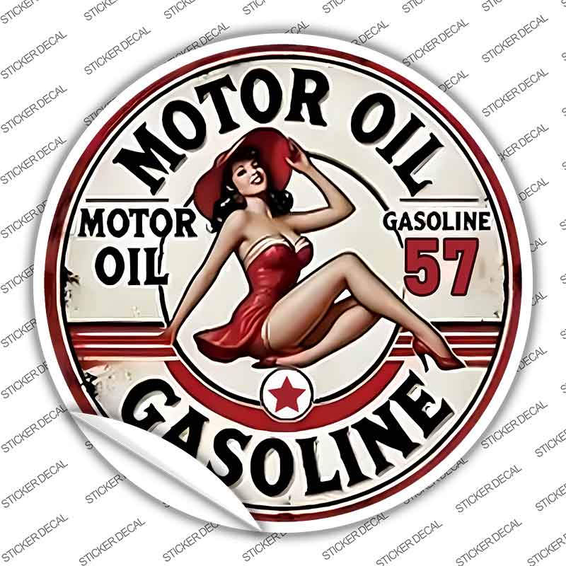 Motor Oil Gasoline Novelty Circle Sticker Decal C-2095s