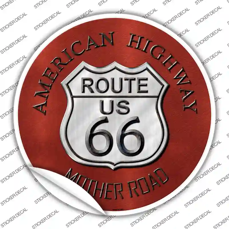 Route 66 American Highway Novelty Circle Sticker Decal