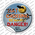 Bat Crossing Novelty Circle Sticker Decal