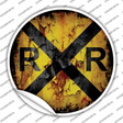 Vintage Railroad Crossing Novelty Circle Sticker Decal