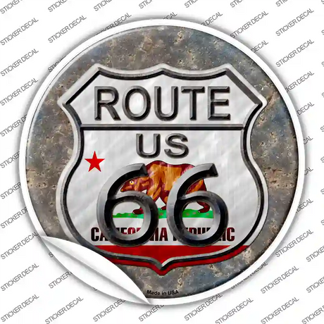 California Route 66 Novelty Circle Sticker Decal