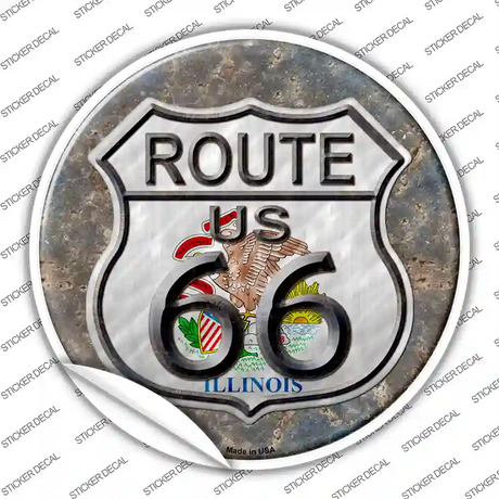Illinois Route 66 Novelty Circle Sticker Decal