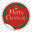 Merry Christmas Red Wreath Novelty Circle Sticker Decal