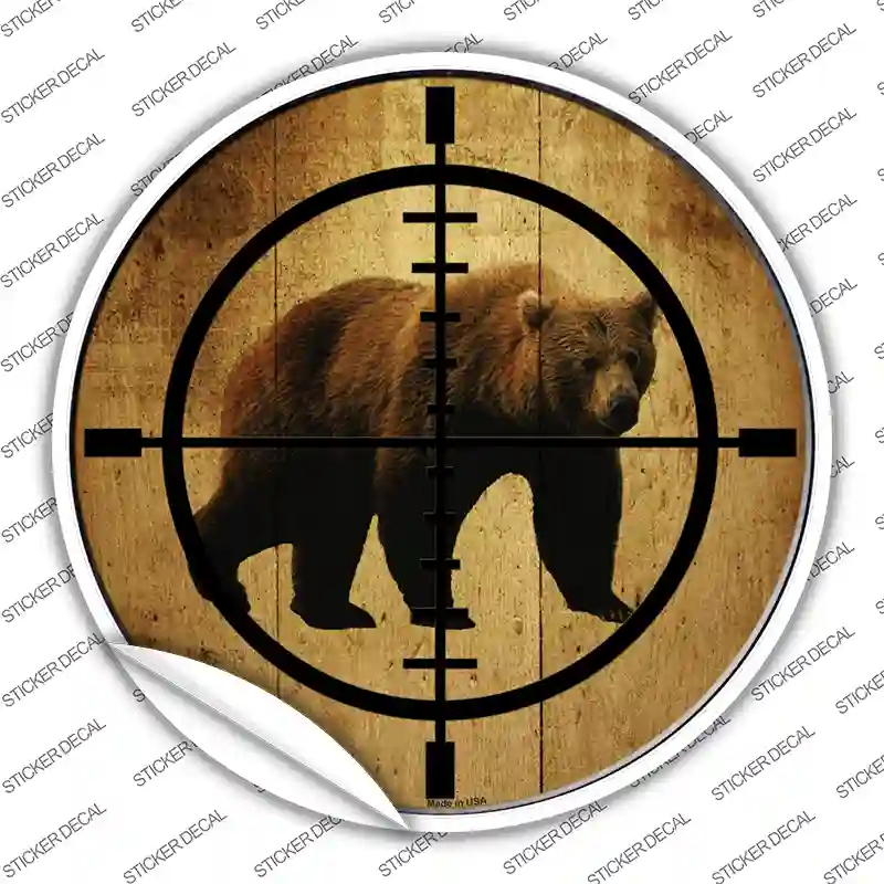 Bear Hunter Novelty Circle Sticker Decal