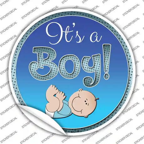 Its A Boy Novelty Circle Sticker Decal