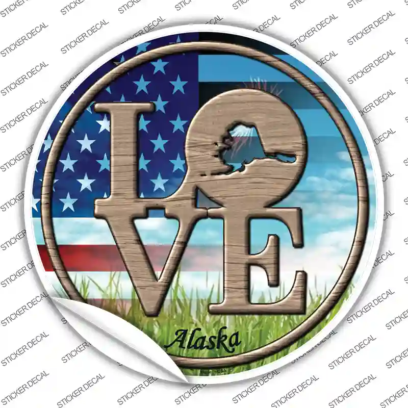 Love Alaska Novelty Circle Sticker Decal