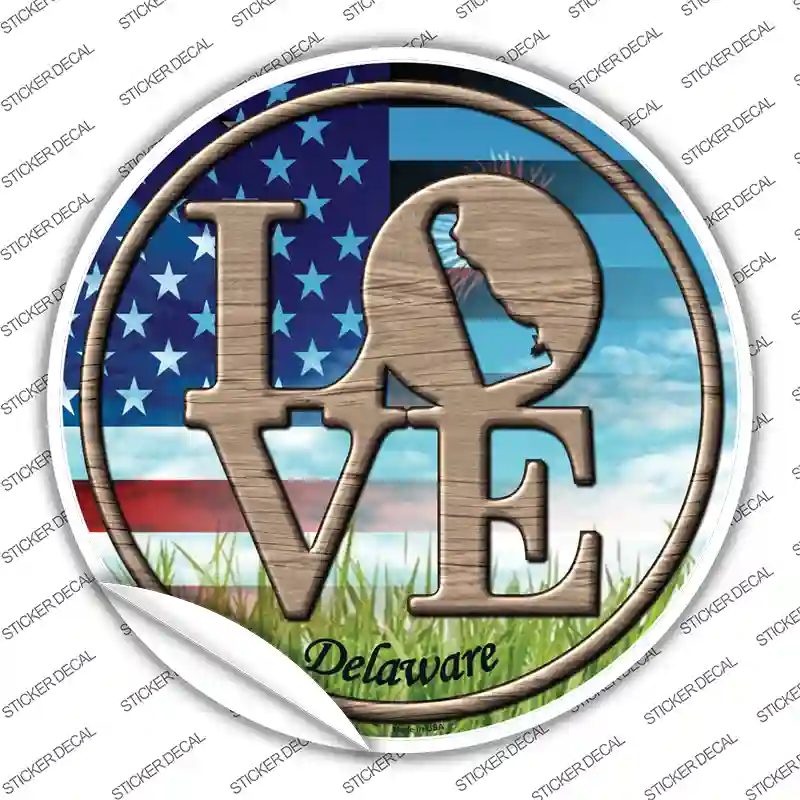 Love Delaware Novelty Circle Sticker Decal