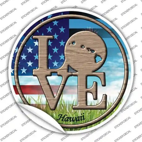 Love Hawaii Novelty Circle Sticker Decal
