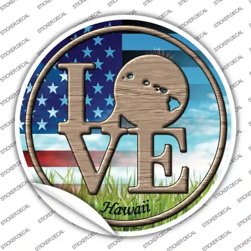 Love Hawaii Novelty Circle Sticker Decal