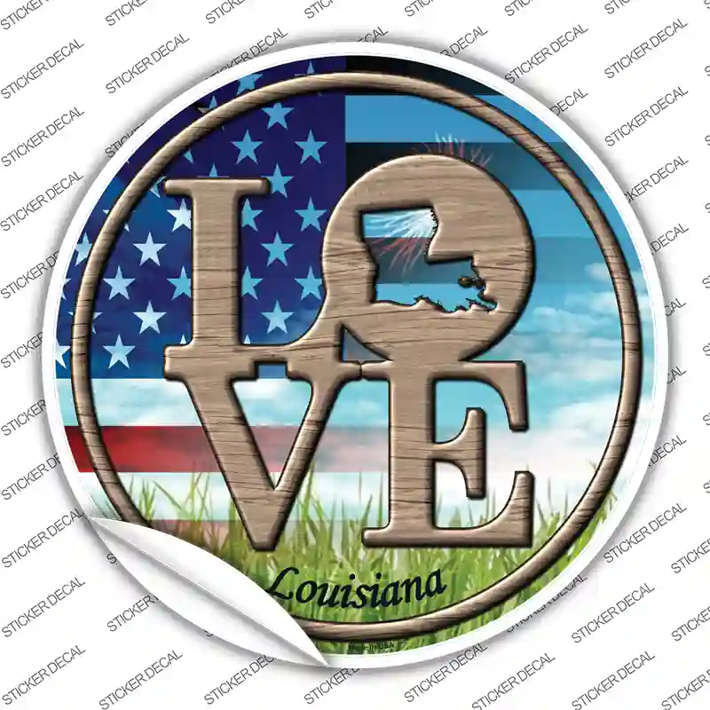 Love Louisiana Novelty Circle Sticker Decal