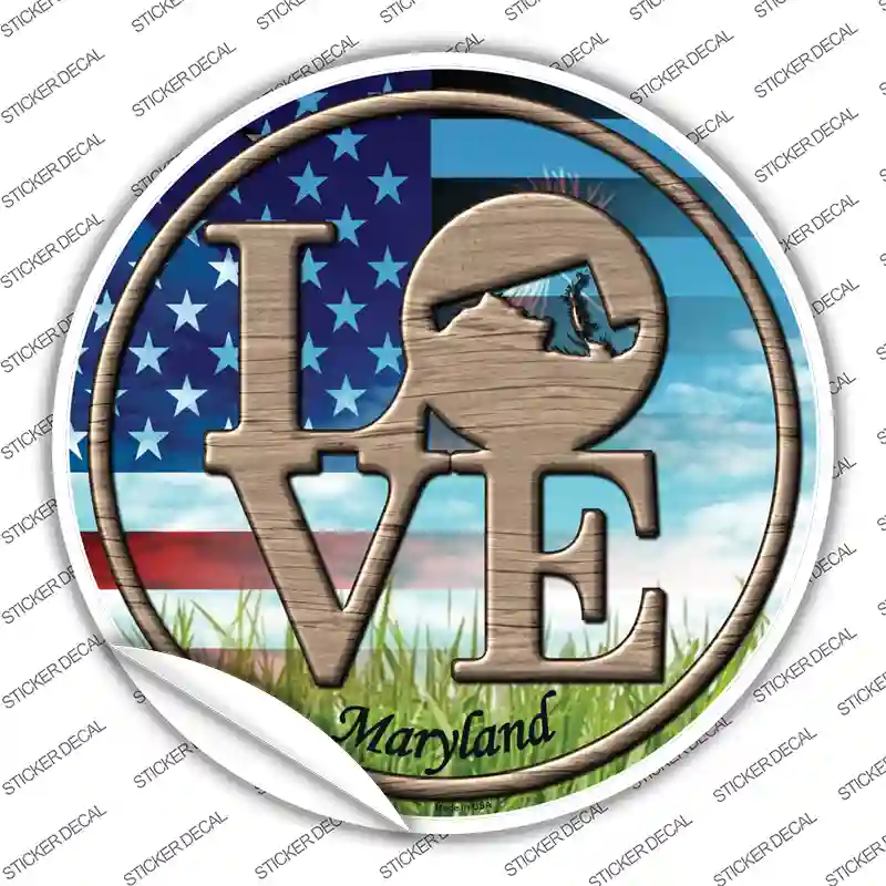 Love Maryland Novelty Circle Sticker Decal