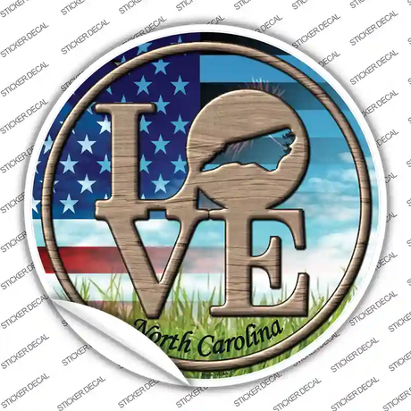 Love North Carolina Novelty Circle Sticker Decal