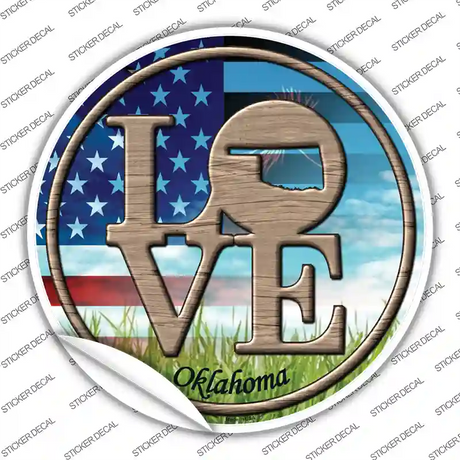 Love Oklahoma Novelty Circle Sticker Decal