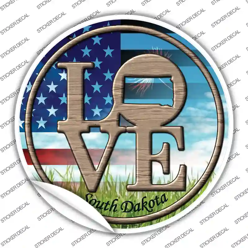 Love South Dakota Novelty Circle Sticker Decal