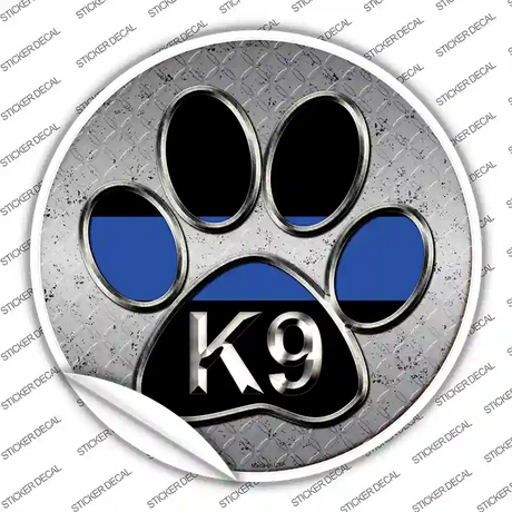 Paw Thin Blue Line K-9 Novelty Circle Sticker Decal