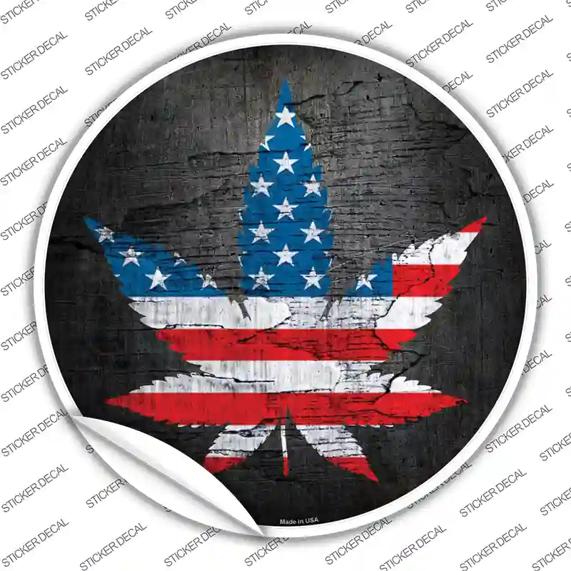 American Pot Novelty Circle Sticker Decal