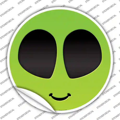 Alien Smile Face Novelty Circle Sticker Decal