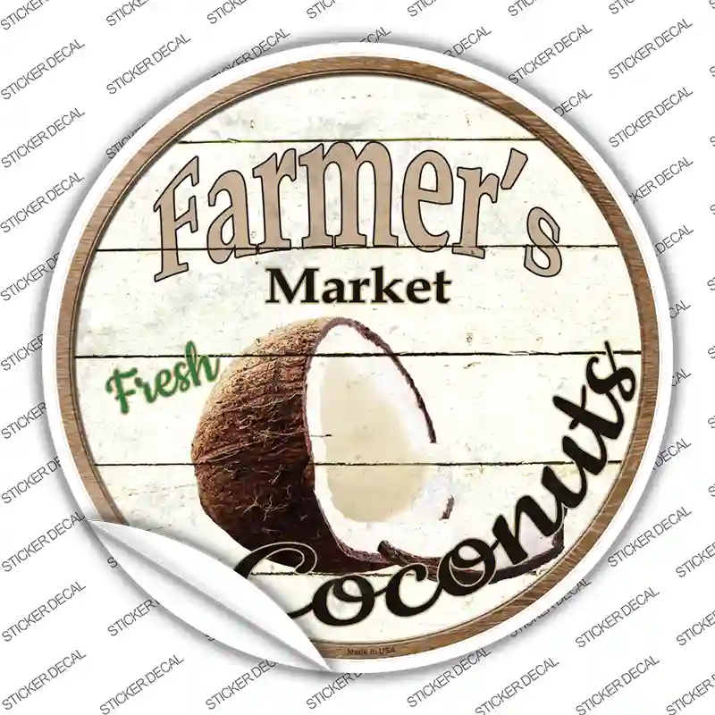 Farmers Market Coconut Novelty Circle Sticker Decal