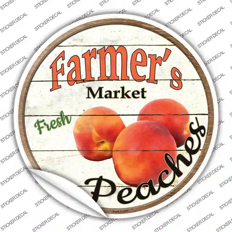 Farmers Market Peaches Novelty Circle Sticker Decal