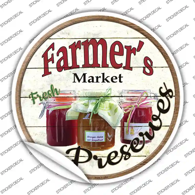 Farmers Market Preserves Novelty Circle Sticker Decal