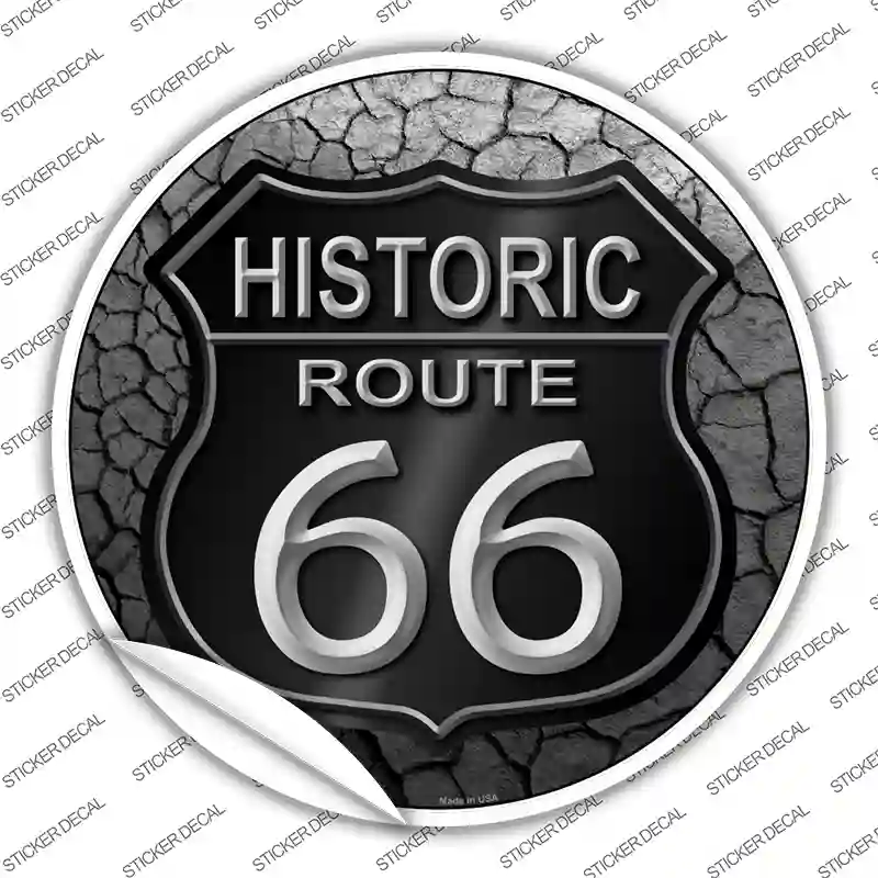 Historic Route 66 Novelty Circle Sticker Decal
