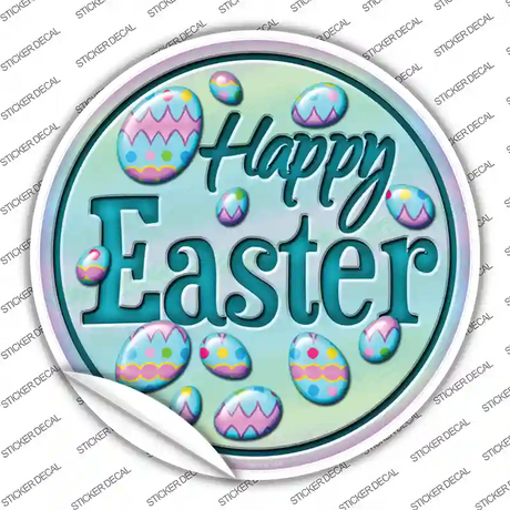 Happy Easter with Eggs Novelty Circle Sticker Decal