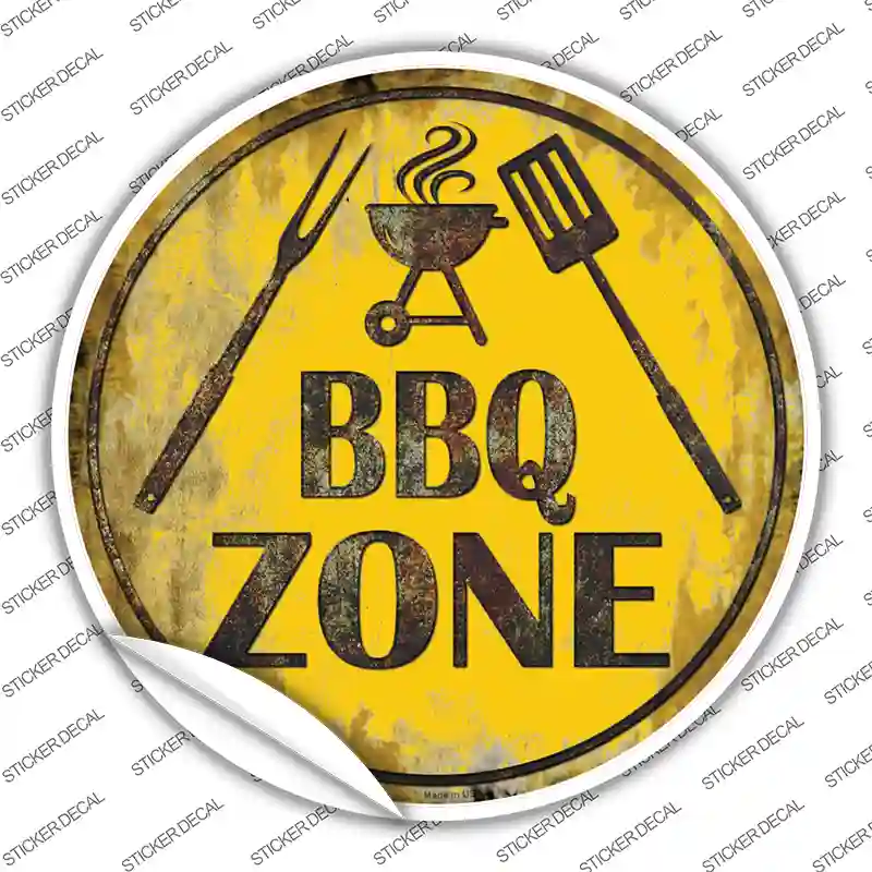 BBQ Zone Novelty Circle Sticker Decal