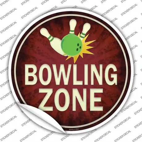 Bowling Zone Novelty Circle Sticker Decal