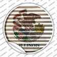 Illinois Flag Corrugated Novelty Circle Sticker Decal