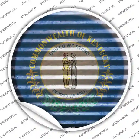 Kentucky Flag Corrugated Novelty Circle Sticker Decal