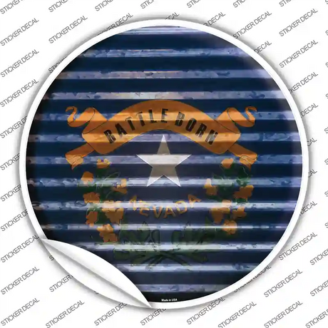 Nevada Flag Corrugated Novelty Circle Sticker Decal