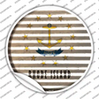 Rhode Island Flag Corrugated Novelty Circle Sticker Decal