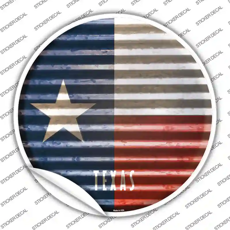 Texas Flag Corrugated Novelty Circle Sticker Decal