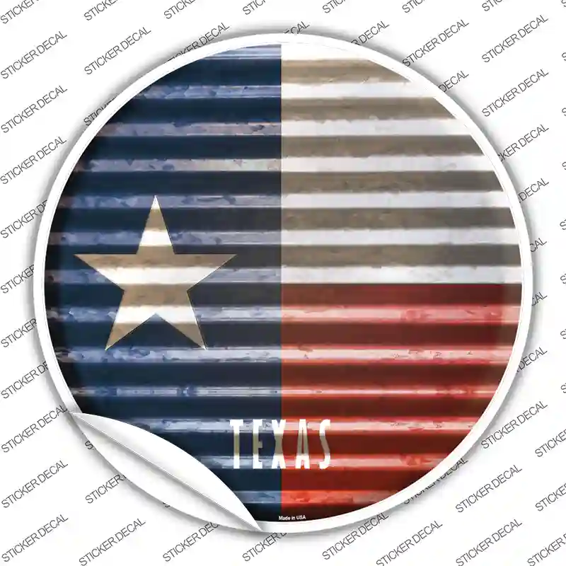 Texas Flag Corrugated Novelty Circle Sticker Decal