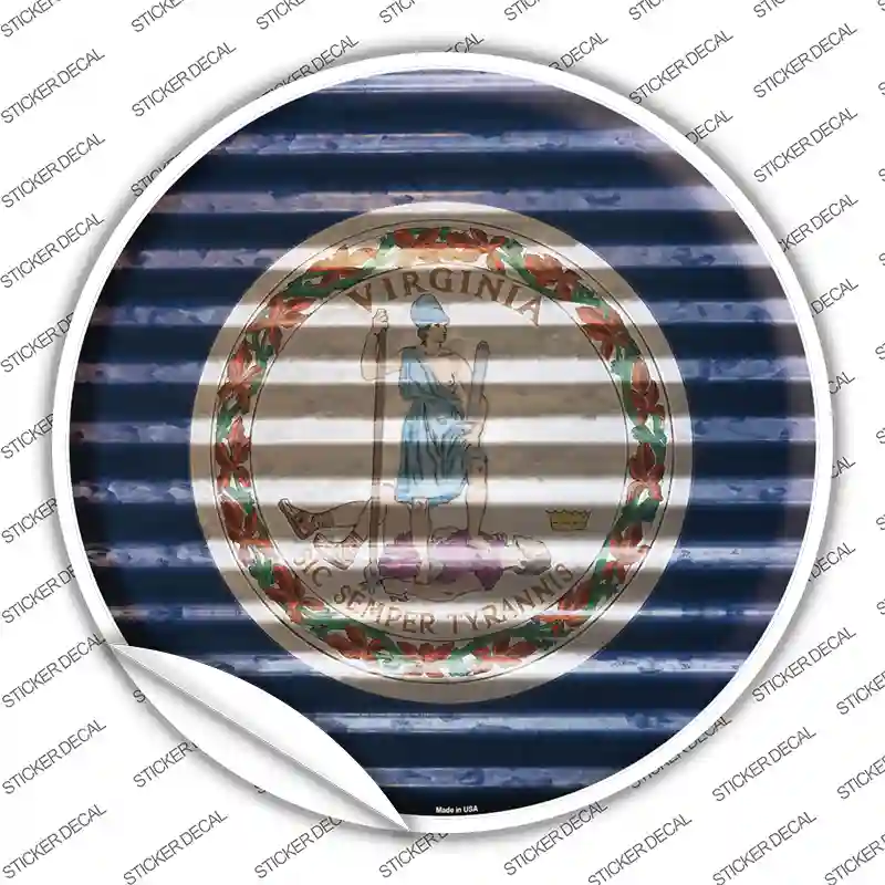 Virginia Flag Corrugated Novelty Circle Sticker Decal