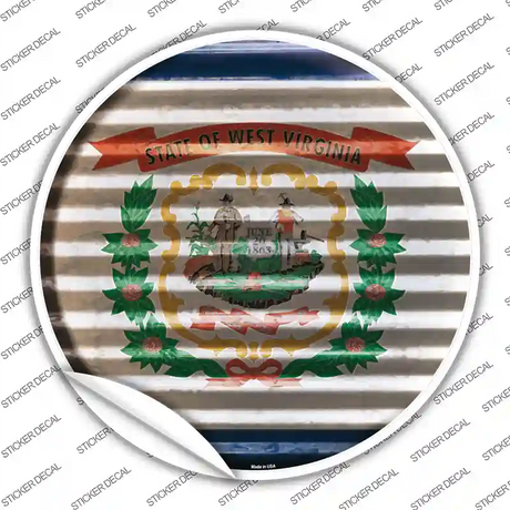 West Virginia Flag Corrugated Novelty Circle Sticker Decal