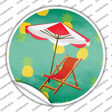 Chair and Umbrella Novelty Circle Sticker Decal