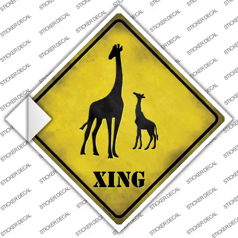Giraffe Xing Novelty Diamond Sticker Decal