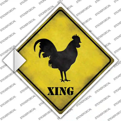 Rooster Xing Novelty Diamond Sticker Decal