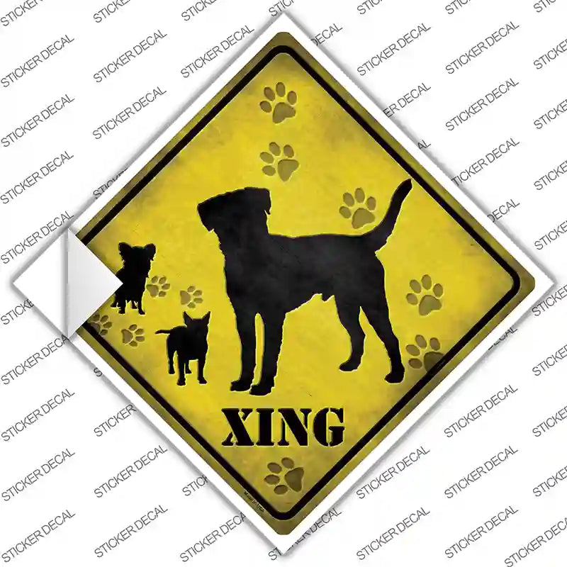 Dogs Xing Novelty Diamond Sticker Decal